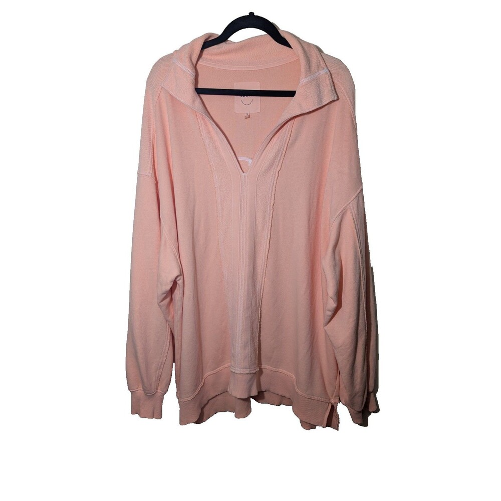 Aerie Starry Skies Open Neck Sweatshirt Color Beach Peach Comfy Oversize Size XL